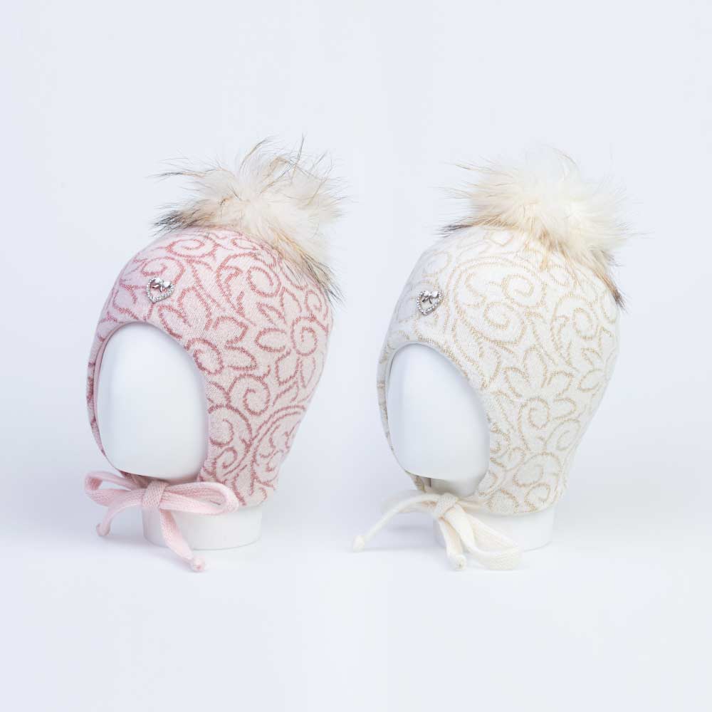 07811147-40 Теплая шапка для девочки, бежевая, все фото 2