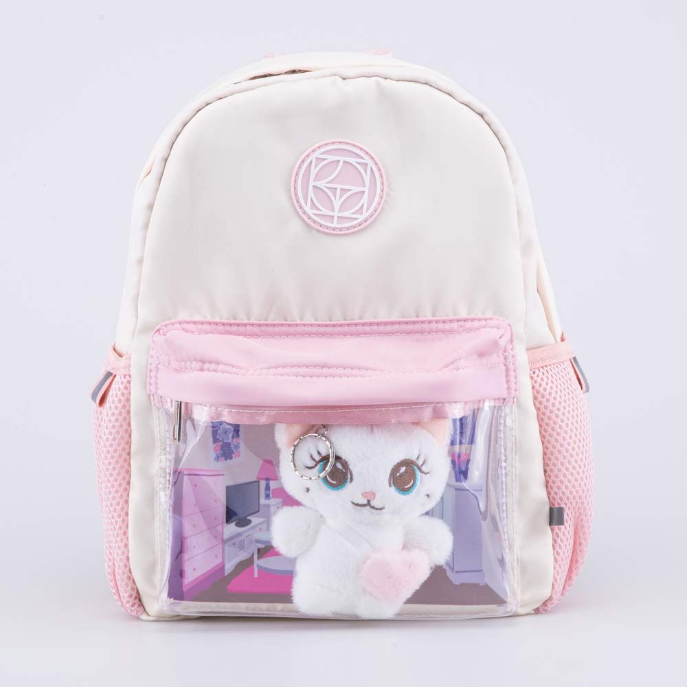 02810327-40 Рюкзак детский Котик в домике бежевый-розовый, все фото 1