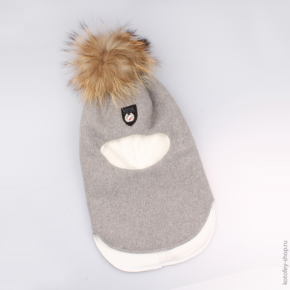 07711074-24 Шлем зимний (80% шерсть) серый, все фото 1