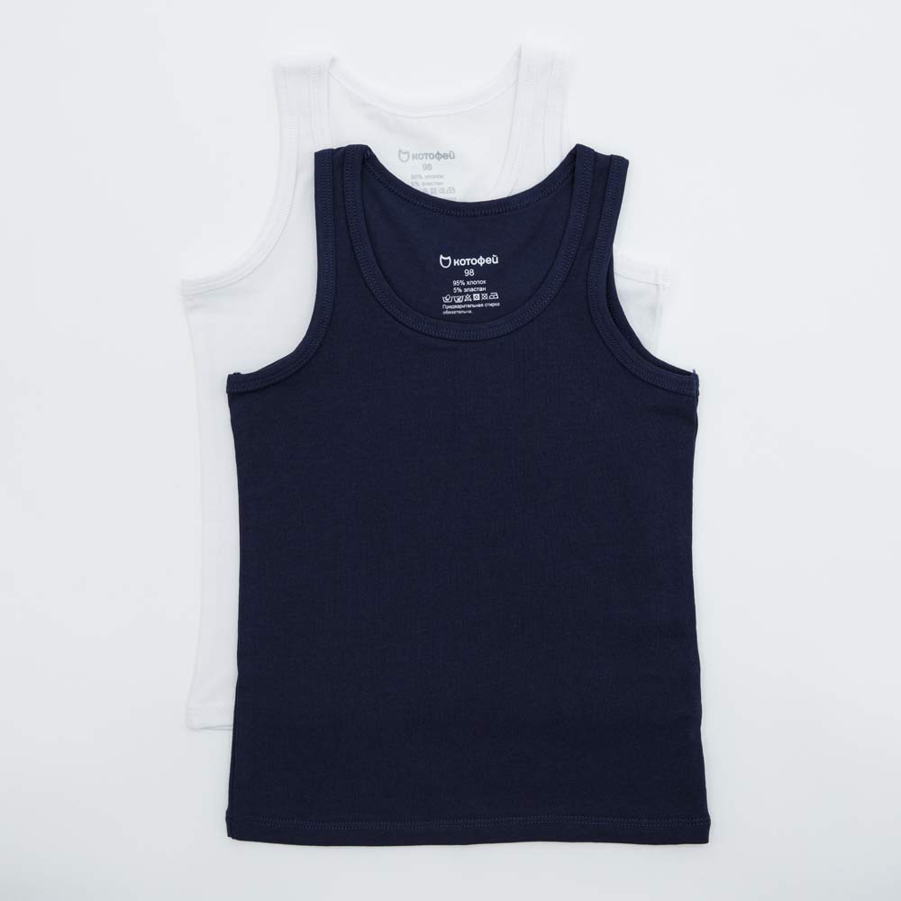 07754018-41 Майки для мальчика 2 шт. белый+синий, все фото 1