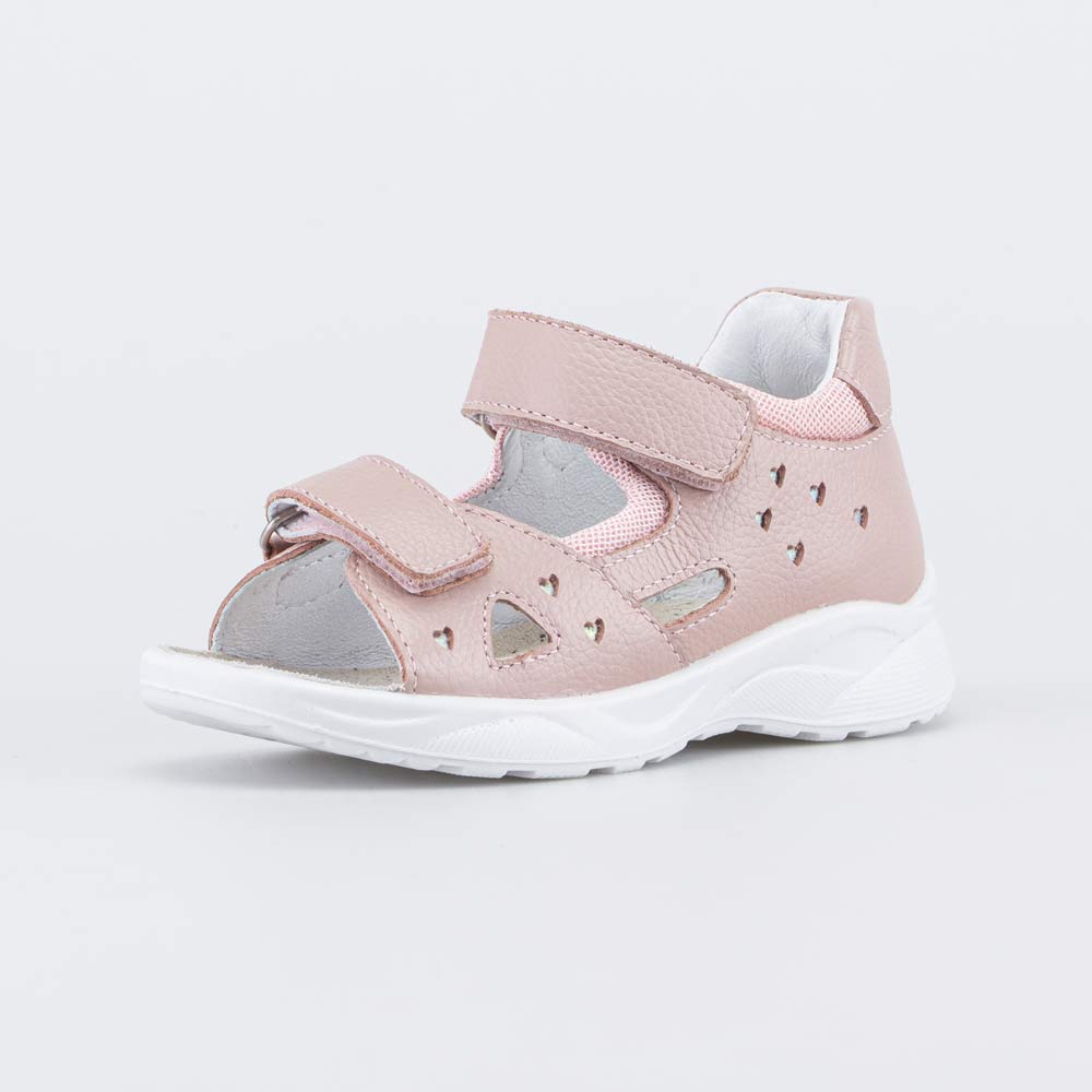 122239-21 Кожаные сандалии на липучках Сердечки , все фото 1