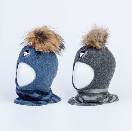 07711153-40 Шлем зимний для мальчика, 70% шерсти, серый для мальчики серый фото №2