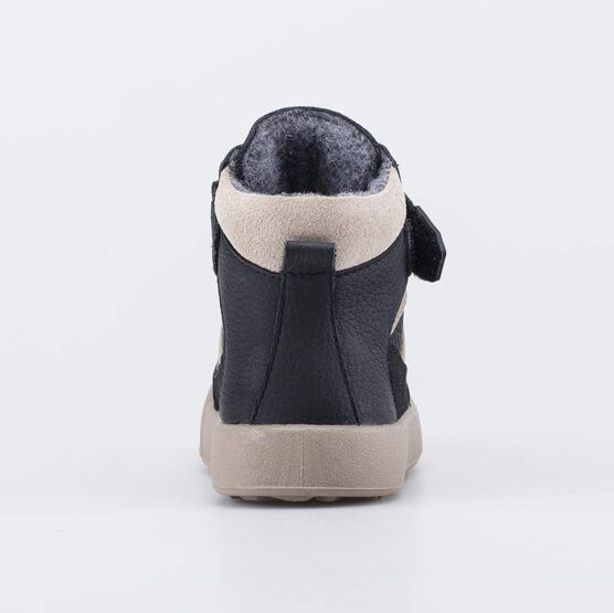 152403-33 Утепленные кожаные ботинки для мальчика для мальчики черный + бежевый фото №5