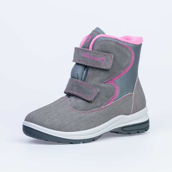 654814-42 Мембранные ботинки для девочки сер-роз