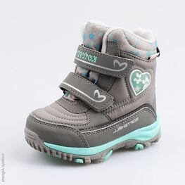 254952-43 Мембранные ботинки с LED-подсветкой для девочки сер-бир