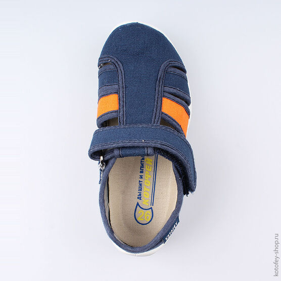 421005-19 Сандалии текстильные для мальчики син-ора фото №4