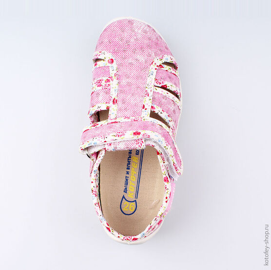 421035-12 Босоножки текстильные для девочки розовый фото №4