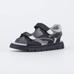 722045-22 Кожаные сандалии для мальчика для мальчики черно-серый