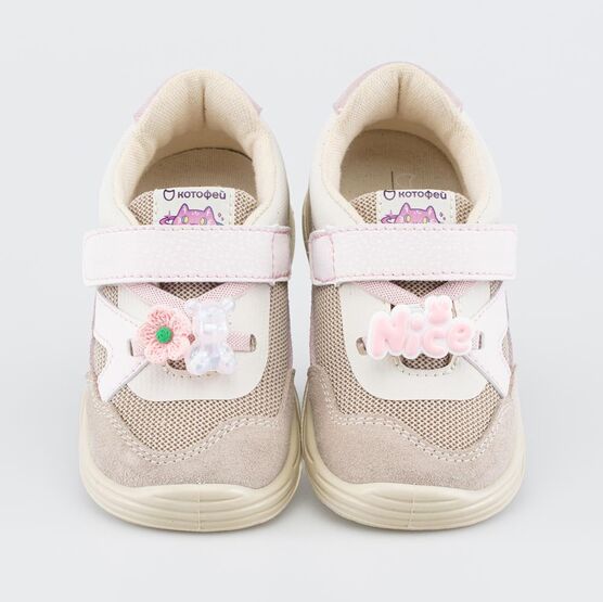 344580-12 Детские кроссовки для девочки для девочки бежевый,розовый фото №6