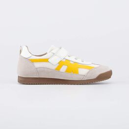 344582-11 Дышащие кроссовки со сквозной сеткой для девочки бежевый,желтый