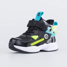 354062-32 Ботинки с LED-подсветкой для мальчики чер-сал