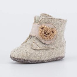 007013-49 Войлочные пинетки для мальчика Мишка для мальчики бежевый