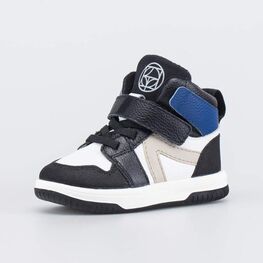 152397-12 Демисезонные ботинки-кеды для мальчика для мальчики черный + белый