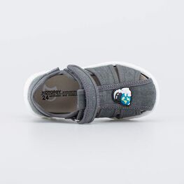 221183-11 Текстильные сандалии для мальчика Космонавт для мальчики серый фото №4