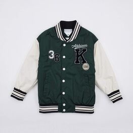 07757053-44 Куртка-бомбер для мальчика зеленый-бежевый для универсальные зеленый + бежевый