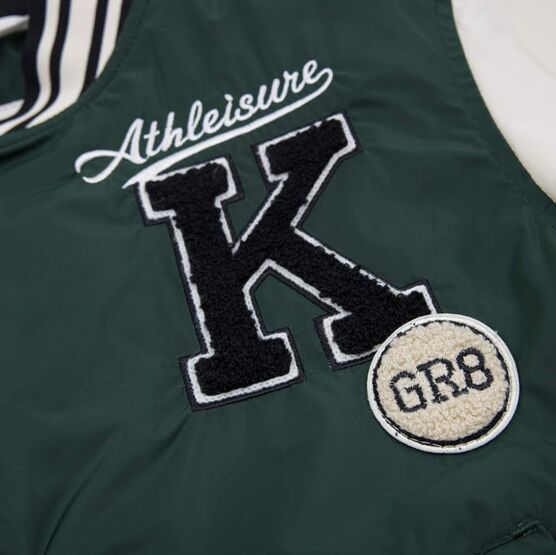 07757053-44 Куртка-бомбер для мальчика зеленый-бежевый для универсальные зеленый + бежевый фото №4