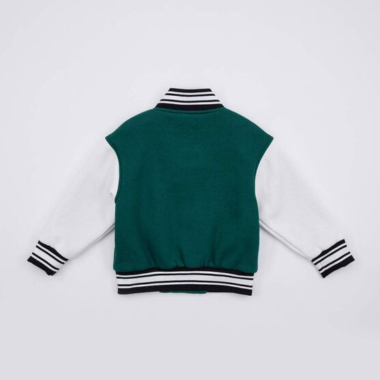 07757058-40 Куртка-бомбер для мальчика для мальчики зел-беж фото №2