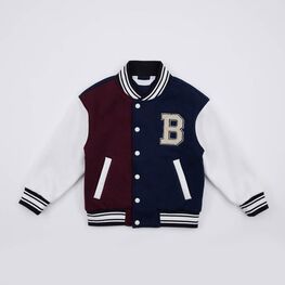 07757058-42 Куртка-бомбер для мальчика для мальчики синий + бордовый