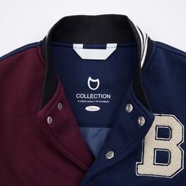 07757058-42 Куртка-бомбер для мальчика для мальчики синий + бордовый фото №3