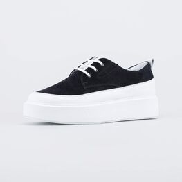 732374-21 Полуботинки на высокой подошве для девочки чер-бел