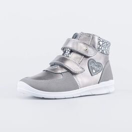 552222-33 Кожаные ботинки для девочки на весну/осень для девочки серебрист.