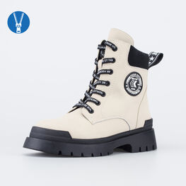 652217-41 Зимние ботинки из натуральной кожи для девочки бежевый