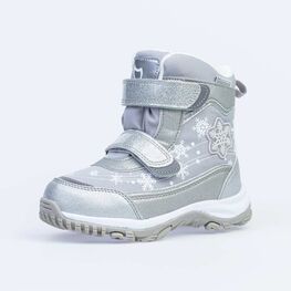 454809-44 Мембранные ботинки с LED-подсветкой для девочки сер-срб