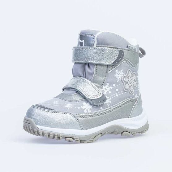 454809-44 Мембранные ботинки с LED-подсветкой для девочки сер-срб
