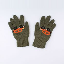 07722134-40 Перчатки детские двухслойные хаки для мальчики хаки фото №2