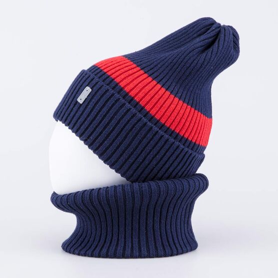 07711925-42 Комплект детский шапка+снуд синий-красный для мальчики разноцветный фото №2