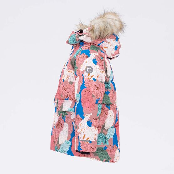 07857035-40 Зимняя куртка-пуховик Совы для девочки роз-гол фото №2