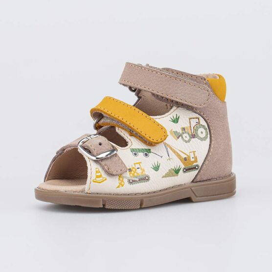 022162-27 Кожаные сандалии для мальчика Первые шаги для мальчики бежевый,коричневый
