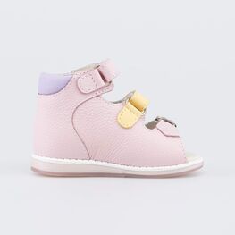 022162-29 Кожаные сандалии для девочки Первые шаги для девочки розовый,белый,желтый фото №2