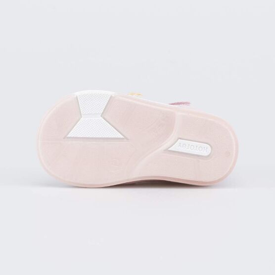 022162-29 Кожаные сандалии для девочки Первые шаги для девочки розовый,белый,желтый фото №3