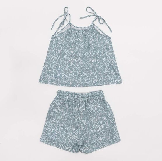07864088-40 Костюм топ на завязках + шорты мятный для девочки мятный фото №2
