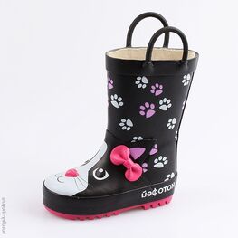 166101-11 Резиновые сапоги для девочки черный