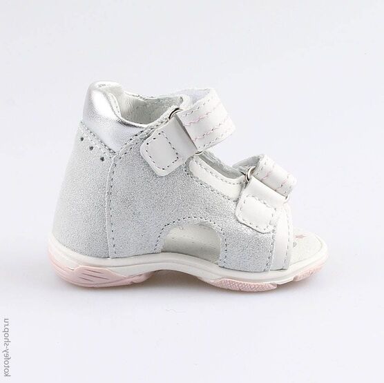 022099-22 Туфли летние для девочки срб-бел фото №2