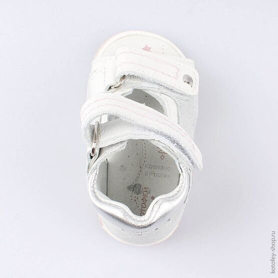 022099-22 Туфли летние для девочки срб-бел фото №4