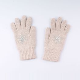07022109-15 Перчатки двухслойные бежевые для девочки бежевый фото №2
