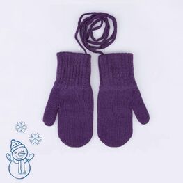 07821203-40 Варежки двухслойные из шерсти мериноса фиолетовый для девочки фиолетовый