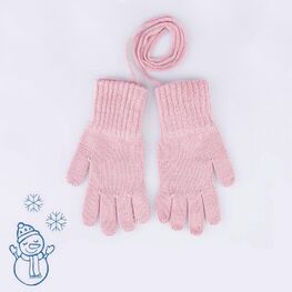 07821221-40 Теплые перчатки из шерсти мериноса розовый для девочки розовый