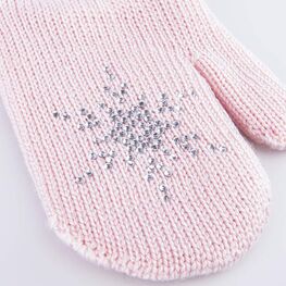 07822206-40 Теплые варежки из шерсти мериноса Снежинка розовый для девочки розовый фото №3