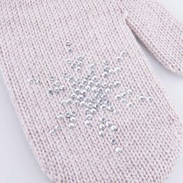 07822207-41 Варежки однослойные со стразами Снежинка бежевый для девочки бежевый фото №3