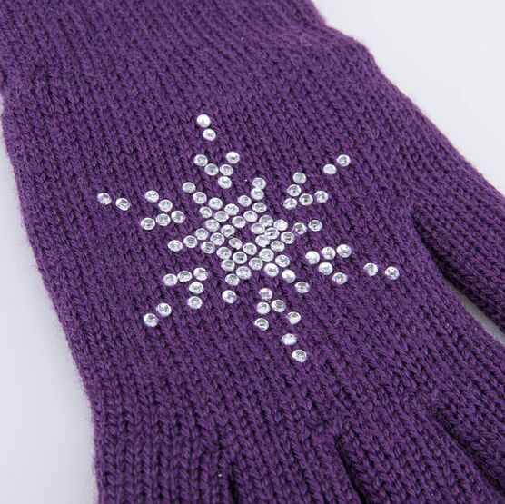 07822226-42 Теплые шерстяные перчатки Снежинки фиолетовый для девочки фиолетовый фото №3