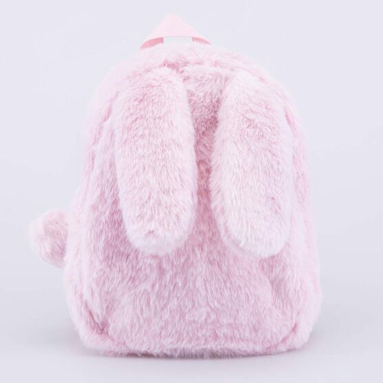 02810314-40 Пушистый рюкзак с ушками для девочки розовый