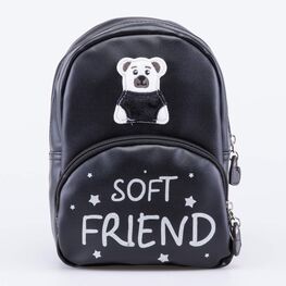 02810318-40 Рюкзак детский Мишка для девочки черный,серый