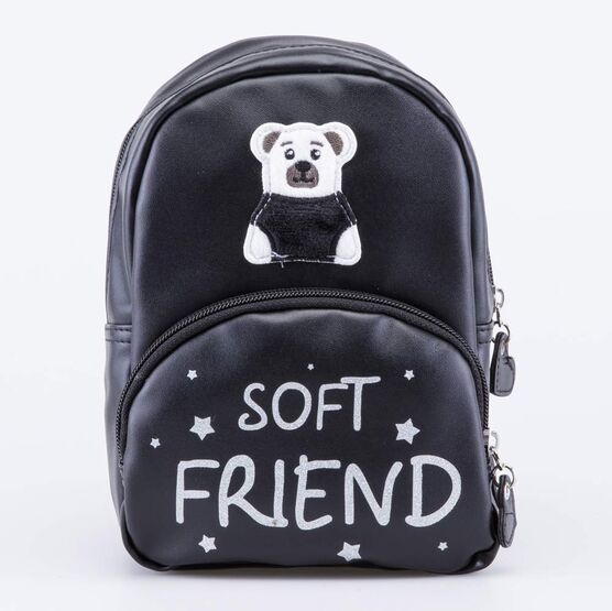 02810318-40 Рюкзак детский Мишка для девочки черный,серый