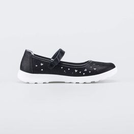 432167-22 Черные школьные туфли-балетки Сердечки для девочки черный фото №2