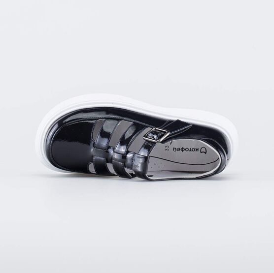 432168-22 Лакированные школьные туфли для девочки синий фото №4