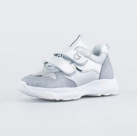 332145-24 Полуботинки на липучках для девочки серебристый